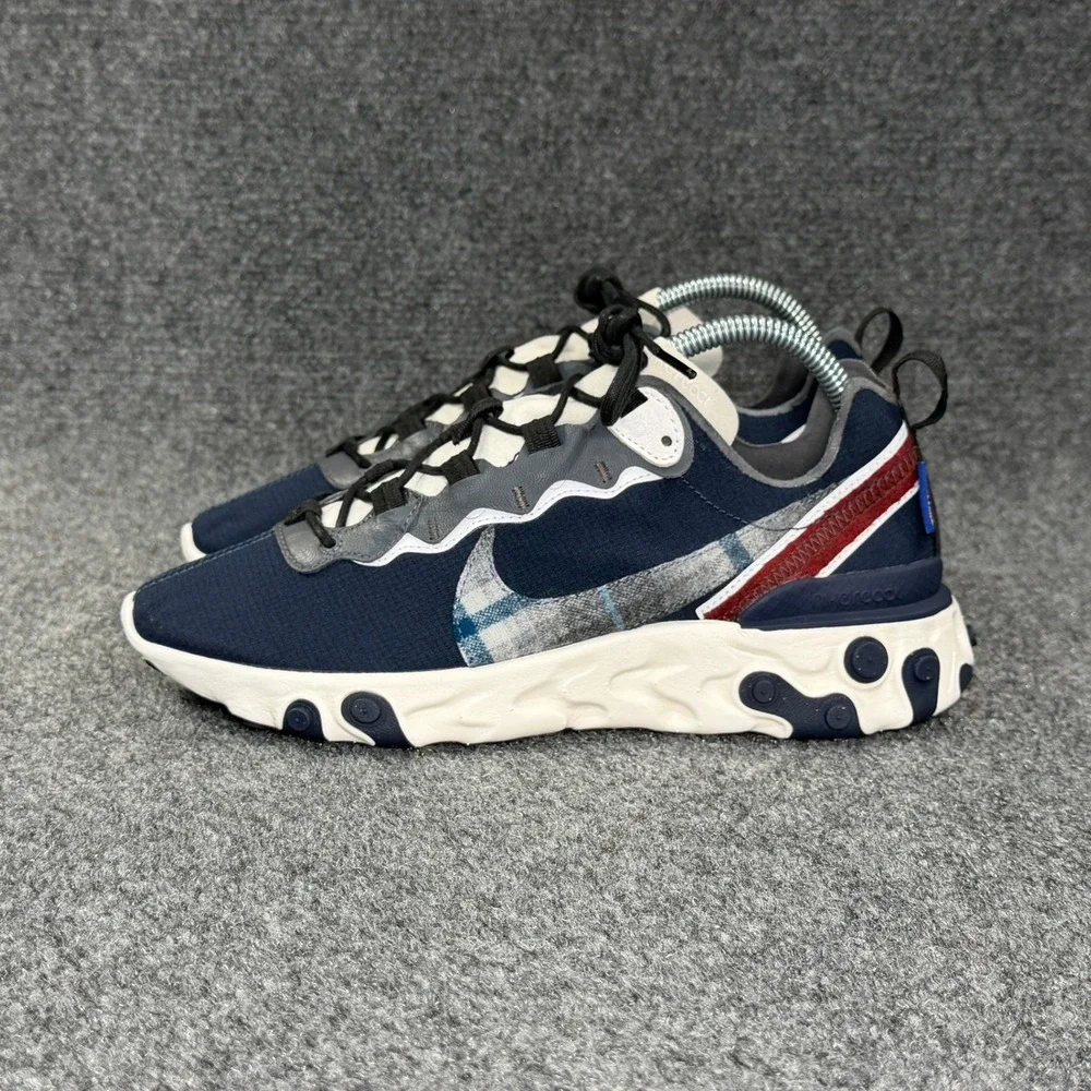 Nike React‎ Element 55 Pendleton Running Shoes Women's 8.5 Blue Retro Athletic